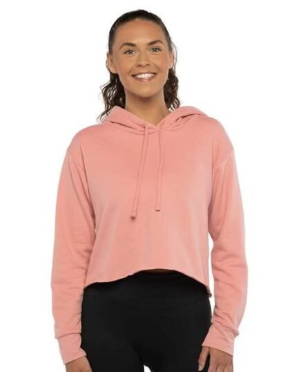 Next Level - Women's Hooded Sweatshirt, Laguna Sueded Raw Edge Crop Hoodie