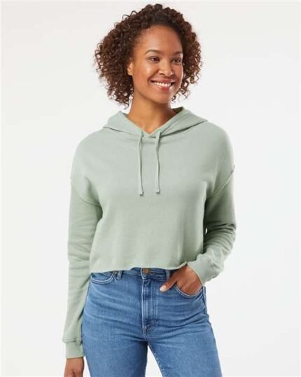 Independent Trading Co. - Women’s Crop Hooded Sweatshirt, Lightweight Long sleeve Sweatshirt
