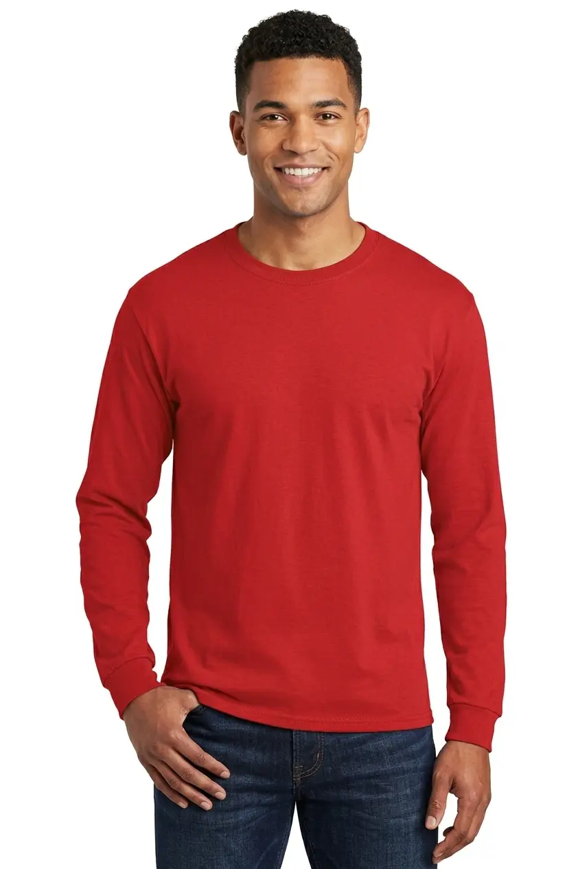 Men-10 Hanes Essential T-Shirt, 100% Cotton Long Sleeve T-Shirt - Image 1