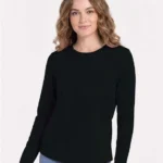 Next Level Women's Cotton Long Sleeve T-Shirt, Classic Fit Crewneck Tee, XS - 3XL